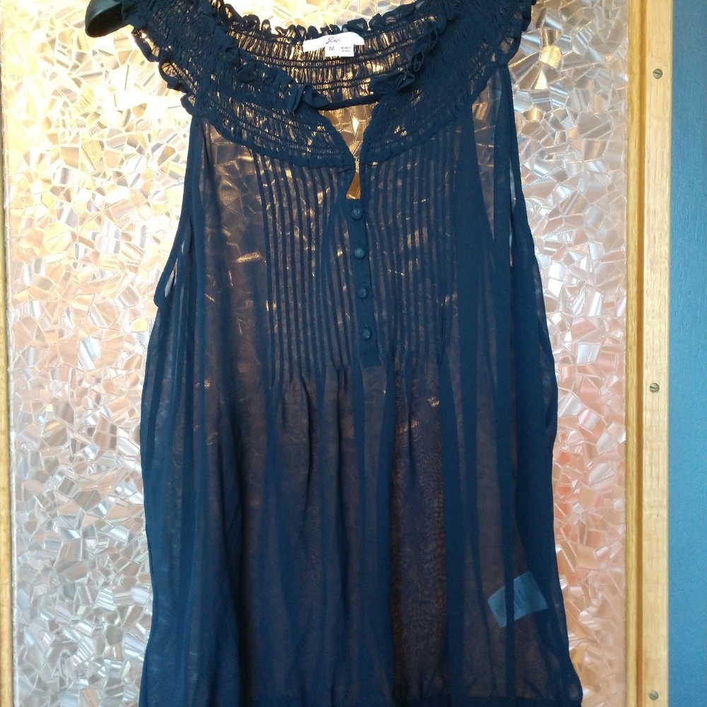 Joie Navy Blue Sheer Blouse Medium